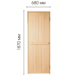 TESLI SOLID Wooden Sauna Door, dimensioned front view