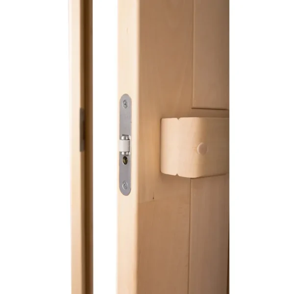 TESLI SOLID Wooden Sauna Door, wooden handle and latch detail