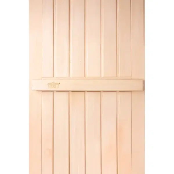 TESLI SOLID Wooden Sauna Door, wooden panels and crossbar detail