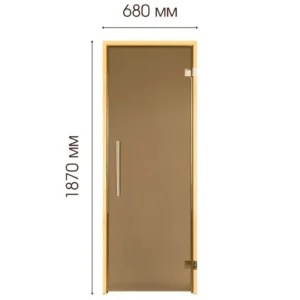TESLI steel MAGNETIC Sauna Glass Door, dimensioned front view