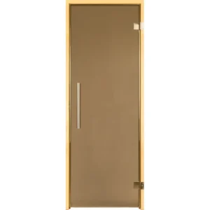 TESLI steel MAGNETIC Sauna Glass Door, front view with metal handle