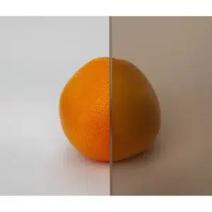 TESLI steel MAGNETIC Sauna Glass Door, glass transparency demonstration with an orange
