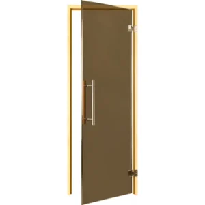 TESLI steel MAGNETIC Sauna Glass Door, open door showing frame and hinges