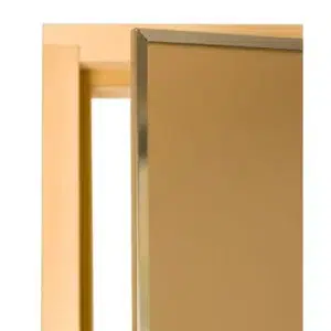 TESLI steel MAGNETIC Sauna Glass Door, top corner and frame detail