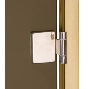 TESLI steel Sauna Glass Door, close-up of glass door hinge