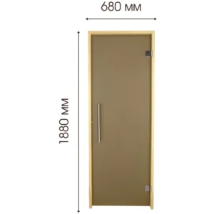 TESLI steel Sauna Glass Door, dimensioned front view of the 1880 mm door