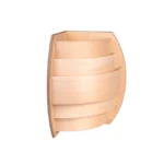 TESLI Sydney Corner sauna light cover, angled view of curved wooden slats