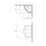 TESLI SYDNEY CORNER sauna light cover, dimension drawing
