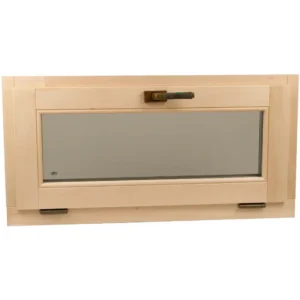 TESLI TILT-AND-TURN Sauna Window, front view with the window closed