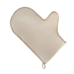 TESLI white natural felt sauna glove, product view with hanging loop