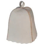 TESLI WHITE Natural Felt Sauna Hat, felt hat with hanging loop