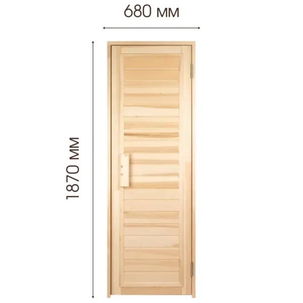 TESLI ZEBRA Wooden Sauna Door, dimensioned front view