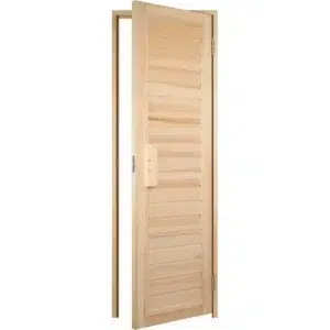 TESLI ZEBRA Wooden Sauna Door, open door showing frame