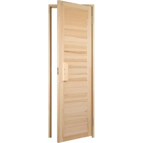 TESLI ZEBRA Wooden Sauna Door, open door showing frame