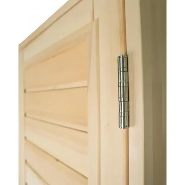 TESLI ZEBRA Wooden Sauna Door, upper corner and hinge detail