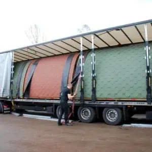 Wooden camping pod, camping pods loaded on a transport truck