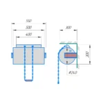TESLI 20 L stainless steel sauna shower cylinder, dimensioned installation drawing