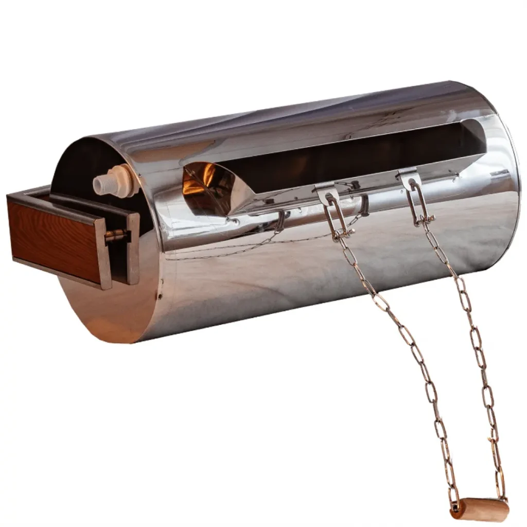 TESLI 20 L stainless steel sauna shower cylinder, wall mounting bracket and pull chain