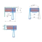 TESLI 45 L Iceberg thermo ash sauna shower, dimensioned installation drawing