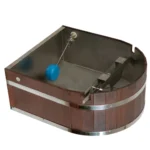 TESLI 45 L Iceberg thermo ash sauna shower, top view of stainless steel tank and float valve