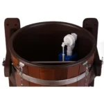 TESLI 20 L thermo ash sauna shower bucket with plastic insert, top view of plastic liner and float valve