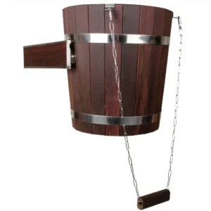 TESLI 20L THERMO ASH WOOD SAUNA SHOWER BUCKET with Stainless Steel Insert