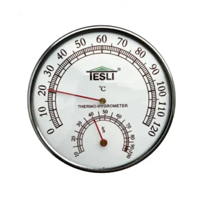 TESLI SMALL Sauna Thermometer | Hydrometer with Stainless Steel Frame