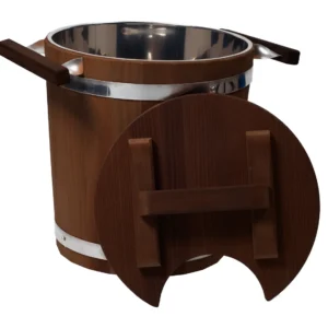 TESLI 20L THERMO WOOD SAUNA BUCKET with Stainless Steel Insert and Lid