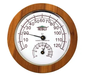 TESLI LARGE Sauna Thermometer | Hydrometer with Thermowood Frame