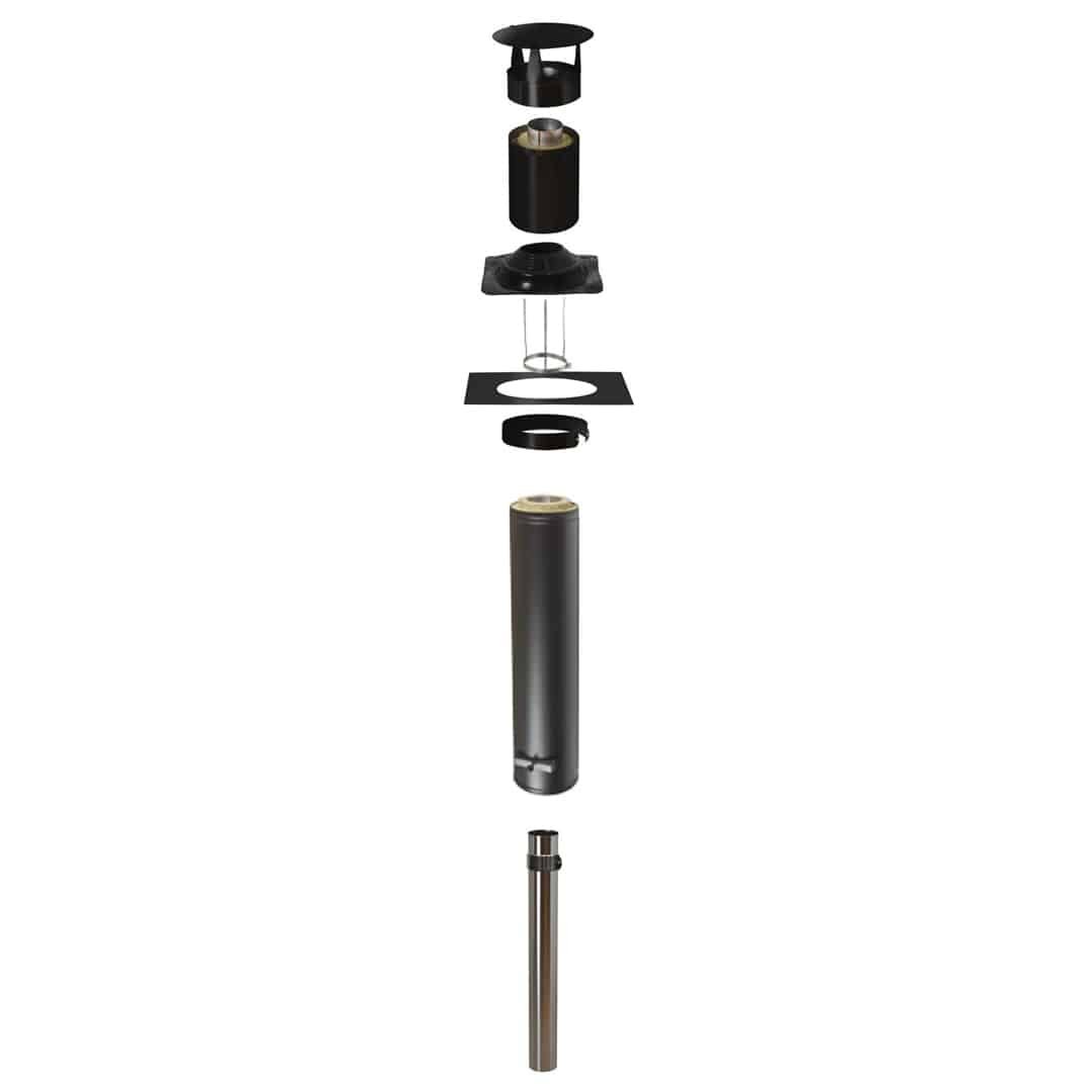 8 feet high chimney kitFor saunas up to 9 feet from the interior floor to the outside roof
