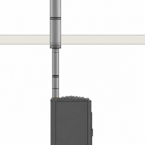 Chimney Out the Top, side-view diagram of a chimney passing through the ceiling