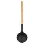 Rento Black sauna ladle with heat-treated bamboo handle