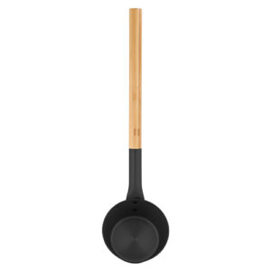 Rento Black sauna ladle with heat-treated bamboo handle