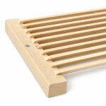 Tesla Grill Sauna Vent Cover with angled wooden slats, detail view