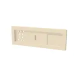 TESLI RECTANGULAR Sauna Vent Cover — 3D view with partially open sliding cover and mounting frame